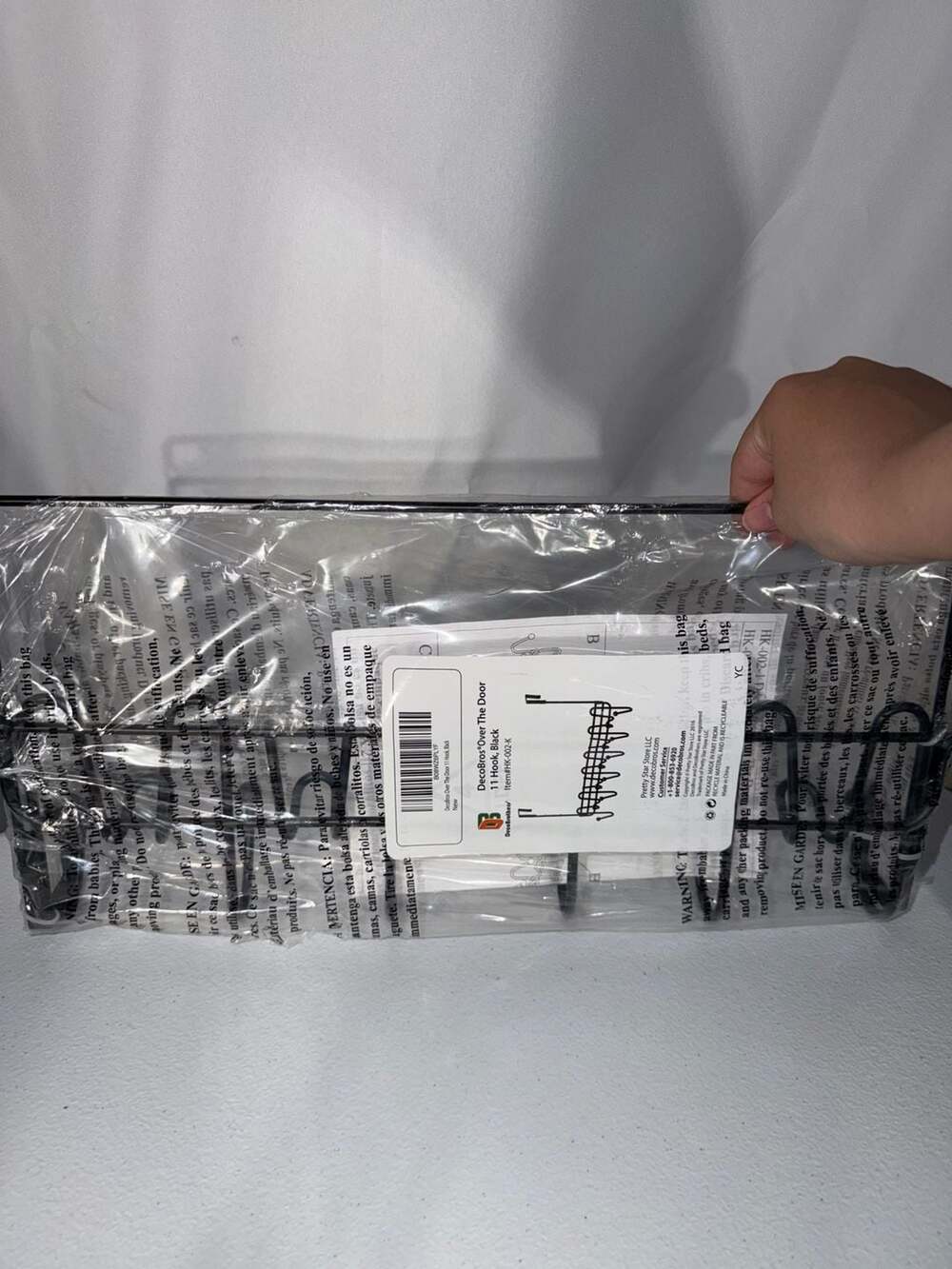 DecoBros Over The Door 11 Hook Rack, Black - Picture 2 of 2